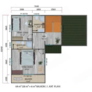 Prefabrik-Konut-145-m2-Kat1Plan